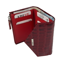 Кошелек женский кожаный лакированный Karya 2025-08 красный