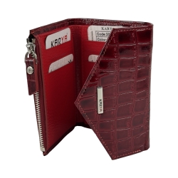 Кошелек женский кожаный лакированный Karya 2025-08 красный