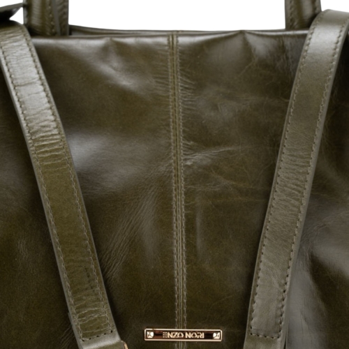 Сумка-саквояж женская кожаная Enzo Nori EN1095-KR07 хаки