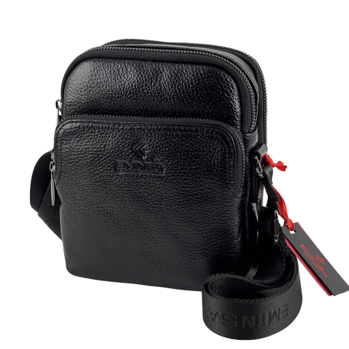 Сумка чоловіча шкіряна Eminsa 6189 37-1 чорна