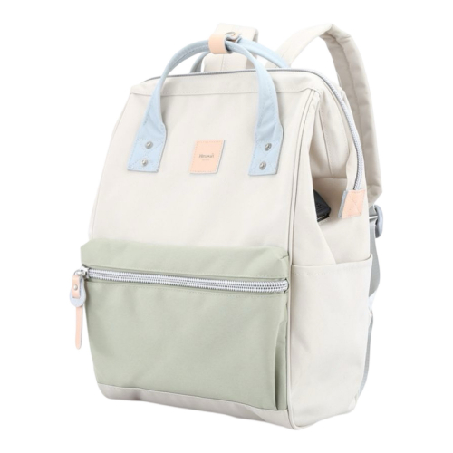 Рюкзак Himawari 1881-09 молочный с карманом оливкового цвета