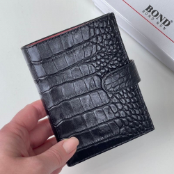 Кошелек мужской под крокодиловую кожу Bond Non 527-356-282 внутри красный