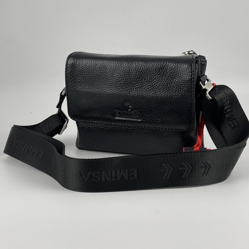 Сумка чоловіча шкіряна Eminsa 6111 37-1 чорна