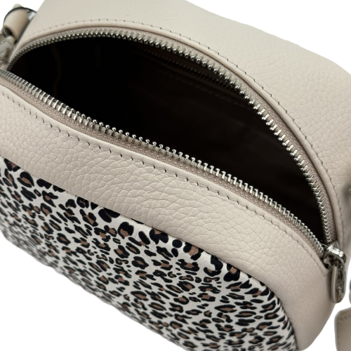 Сумка жіноча шкіряна Vito Torelli 1097 3043/1096 молочна з леопардом