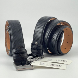 Ремень мужской кожаный Bond Non 11002 130 см черный