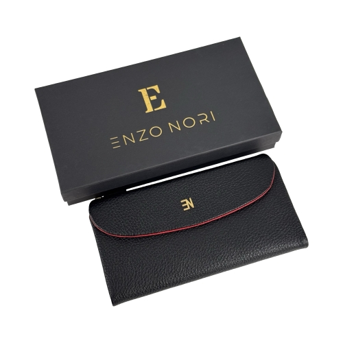 Гаманець жіночий шкіряний Enzo Nori EN2001-901-902 чорний усередині червоний