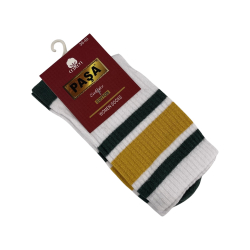 Шкарпетки жіночі Pasa Exclusive Cotton 015 білі с жовто-зеленою полоскою Size 36-40