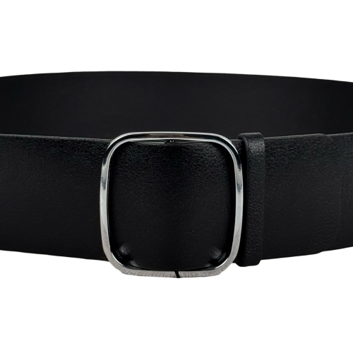 Ремень женский кожаный Кремень 05.60.63.10 черный 110 см (серебряная пряжка)