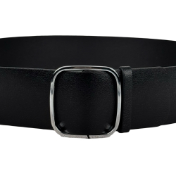 Ремінь жіночий шкіряний Кремінь 05.60.63.10 чорний 110 см (срібна пряжка)