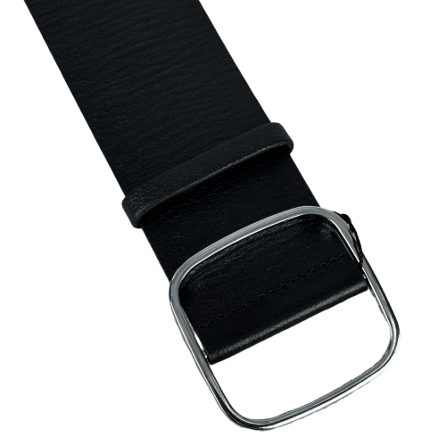 Ремень женский кожаный Кремень 05.60.63.10 черный 110 см (серебряная пряжка)