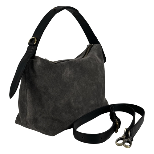 Сумка жіноча замшева Vittorio Safino VSL 043 графіт (ручка Крейзі)