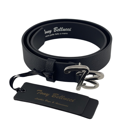 Ремень женский кожаный Tony Bellucci TWK-901-1 черный (пряжка стальная) 110 см
