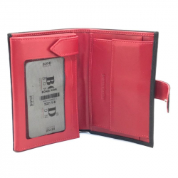 Гаманець чоловічий шкіряний гладкий Bond 527-1-8 чорний (всередині червоний)