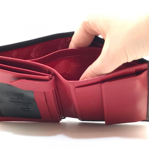 Гаманець чоловічий шкіряний гладкий Bond 527-1-8 чорний (всередині червоний)