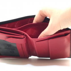 Гаманець чоловічий шкіряний гладкий Bond 527-1-8 чорний (всередині червоний)