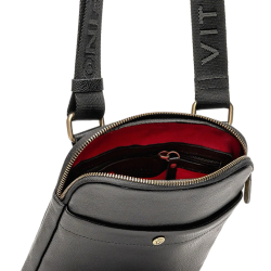 Сумка чоловіча шкіряна Vittorio Safino VS 007 чорна Корсика