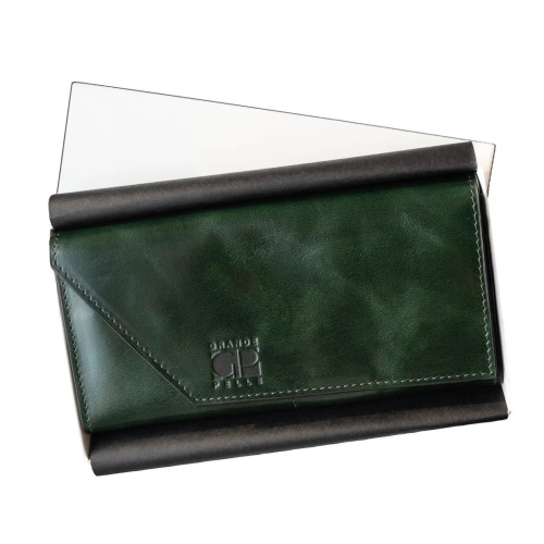 Кошелек женский кожаный Grande Pelle Festa 513391 изумрудный (кожа глянцевая)