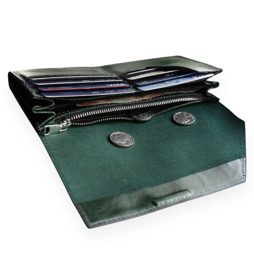 Кошелек женский кожаный Grande Pelle Festa 513391 изумрудный (кожа глянцевая)