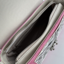 Сумка женская кожаная Vito Torelli 1049 6034/6035/4034/2122/2800 розовая с бежевыми вставками и под зебру