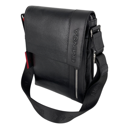 Сумка чоловіча шкіряна Eminsa 6044 37-1 чорна
