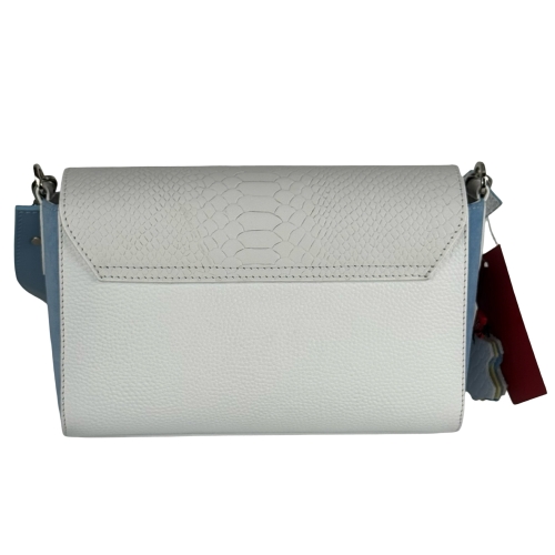 Сумка жіноча шкіряна Vito Torelli 1049 6016/4070/2120/2087/1005 блакитна з жовтими та білими вставками