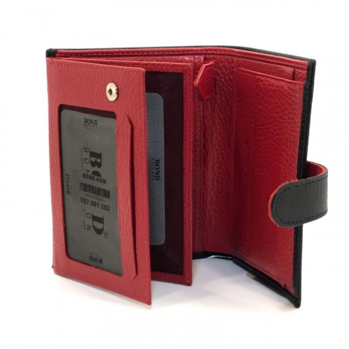 Гаманець чоловічий шкіряний Bond Non 527-281-282 чорний (всередині червоний)