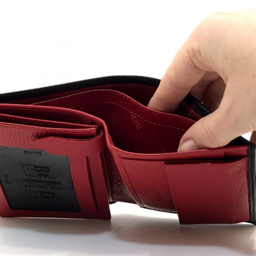 Гаманець чоловічий шкіряний Bond Non 527-281-282 чорний (всередині червоний)