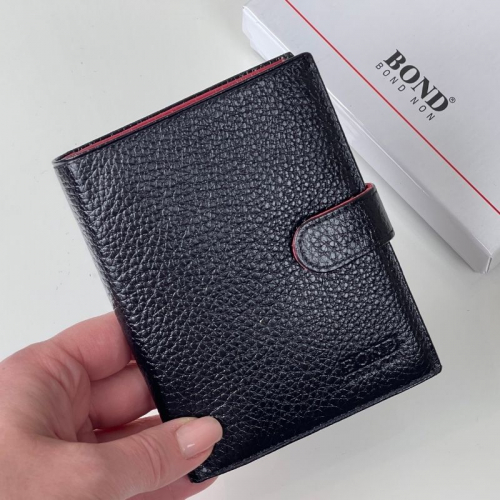 Гаманець чоловічий шкіряний Bond Non 527-281-282 чорний (всередині червоний)