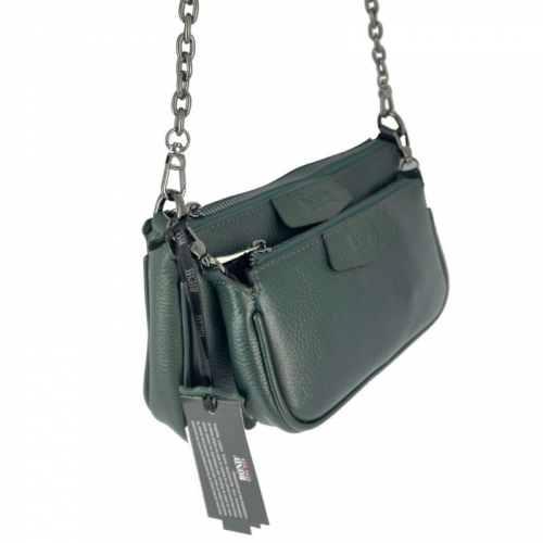 Сумка женская кожаная Bond Non 0357-1005 темно-зеленая