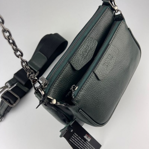 Сумка женская кожаная Bond Non 0357-1005 темно-зеленая