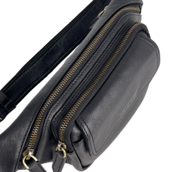 Сумка крос боді чоловіча шкіряна The Bond 1403-1 чорна