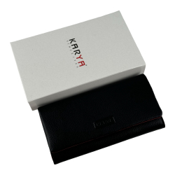 Кошелек женский кожаный Karya 1159-45-46 черный (внутри красный)