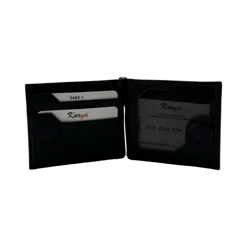 Гаманець-затискач для грошей чоловічий шкіряний Karya 0455-1 чорний