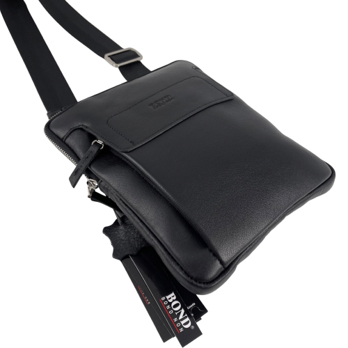 Сумка чоловіча через шкіряне плече Bond Non 1397-1 чорна