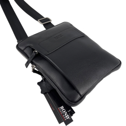 Сумка чоловіча через шкіряне плече Bond Non 1397-1 чорна