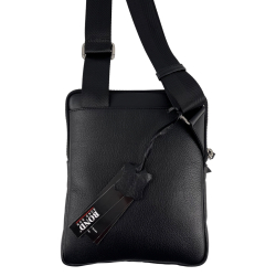 Сумка чоловіча через шкіряне плече Bond Non 1397-1 чорна
