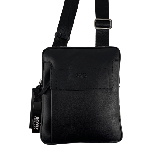 Сумка чоловіча через шкіряне плече Bond Non 1397-1 чорна