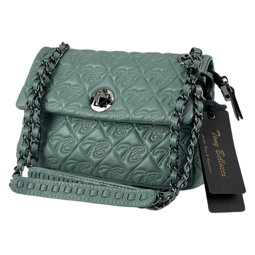 Сумка женская кожаная Tony Bellucci 0459-2023 бирюзовая