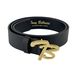 Ремінь жіночий шкіряний Tony Bellucci TWK-901-1 чорний (пряжка золото) 110 см
