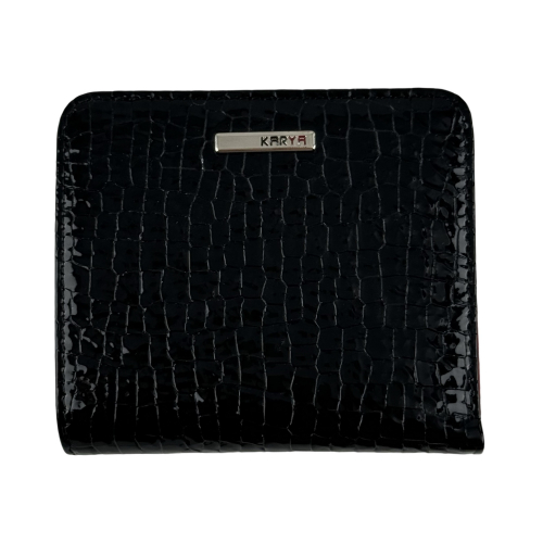 Кошелек женский кожаный лакированный Karya 1208-572 черный (внутри красный)