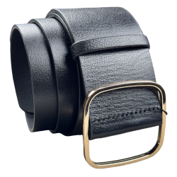 Ремінь жіночий шкіряний Кремінь 05.60.63.15 чорний 110 см (золотиста пряжка)