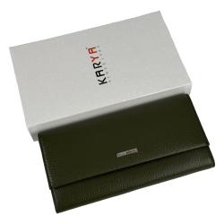 Кошелек женский кожаный лакированный Karya 1071-084 хаки