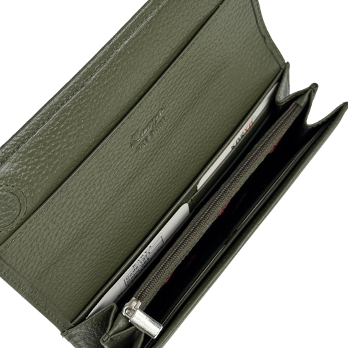 Кошелек женский кожаный лакированный Karya 1071-084 хаки