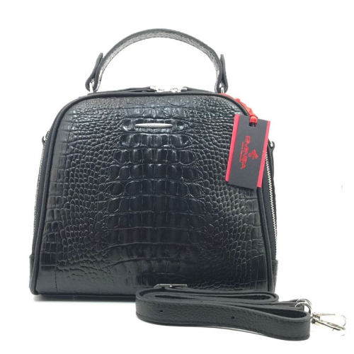 Сумка жіноча під крокодилячу шкіру Eminsa 40168 чорна