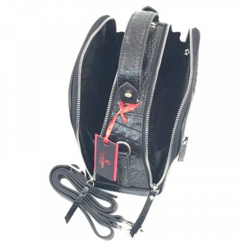 Сумка жіноча під крокодилячу шкіру Eminsa 40168 чорна