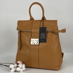 Рюкзак жіночий шкіряний Genuine Leather 638301 гірчичний​