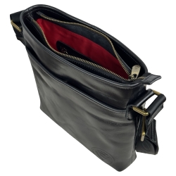Сумка чоловіча шкіряна через плече Vittorio Safino VS 013 чорна Кентуккі