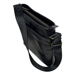 Сумка чоловіча шкіряна через плече Vittorio Safino VS 013 чорна Кентуккі