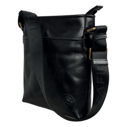 Сумка чоловіча шкіряна через плече Vittorio Safino VS 013 чорна Кентуккі