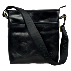 Сумка чоловіча шкіряна через плече Vittorio Safino VS 013 чорна Кентуккі